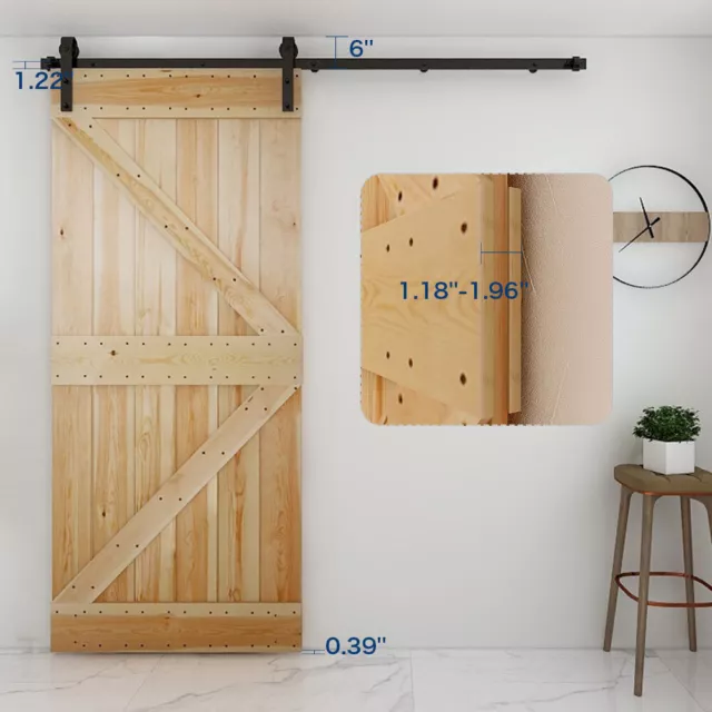 Sliding Barn Door Hardware Kit 6.6FT Modern Closet Hang Style Track Rail Black 2