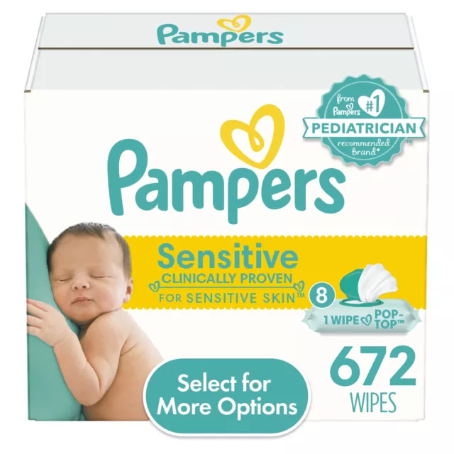 Sensitive Baby Wipes 8X Flip-Top Packs 672 Wipes (Select for More Option