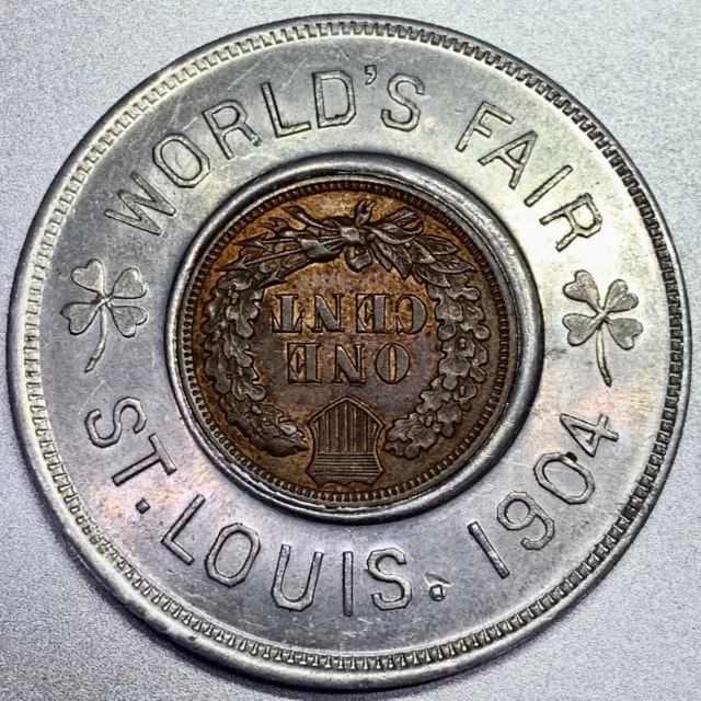 Missouri, St. Louis, World’ Fair Encased 1904 Cent Lucky Penny Token 626340