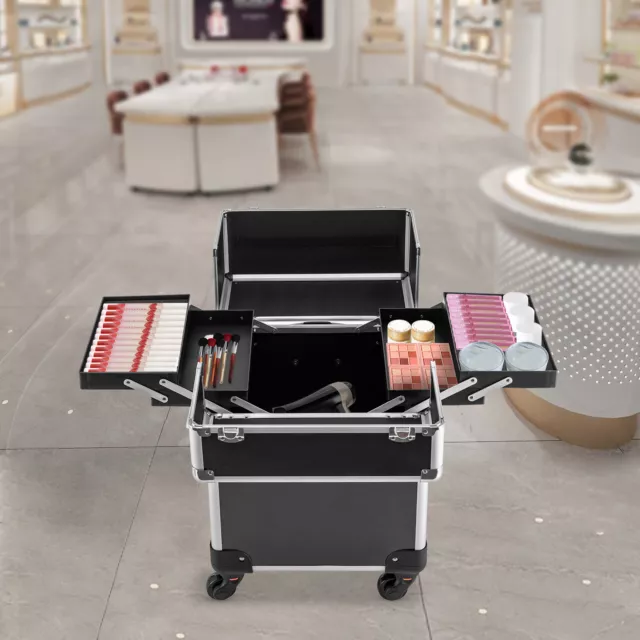 Kosmetikkoffer Aluminium Schminkkoffer Friseurkoffer Make up Koffer Trolley 2