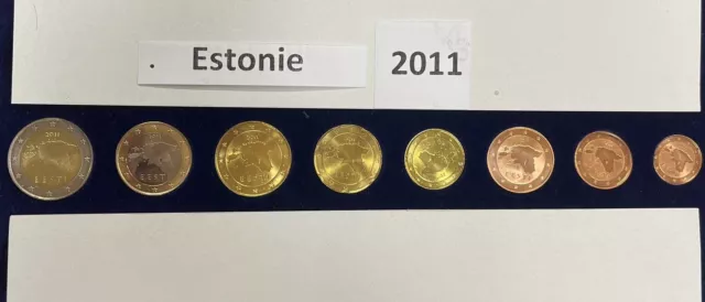 Série de 8 pièces Estonie 2011 de 1 cnt à 2 euros