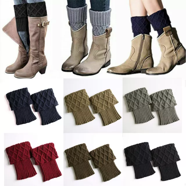 New Ladies Short Leg Warmers Crochet Cuffs Ankle Toppers Knitted Trim Boot  Socks