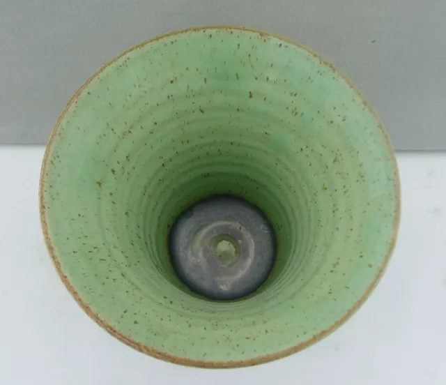 Upchurch Art Pottery Small Flared Vase Green/Brown Mottled Glaze 3