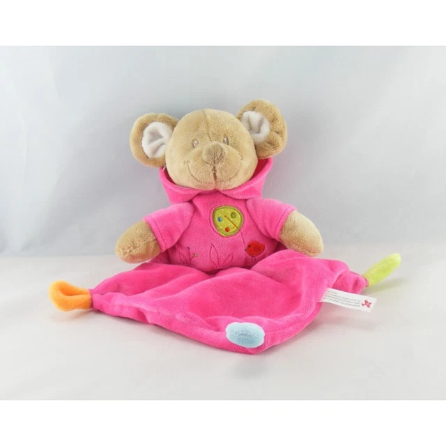 Doudou plat souris beige rose oiseau NICOTOY KIABI - 12500