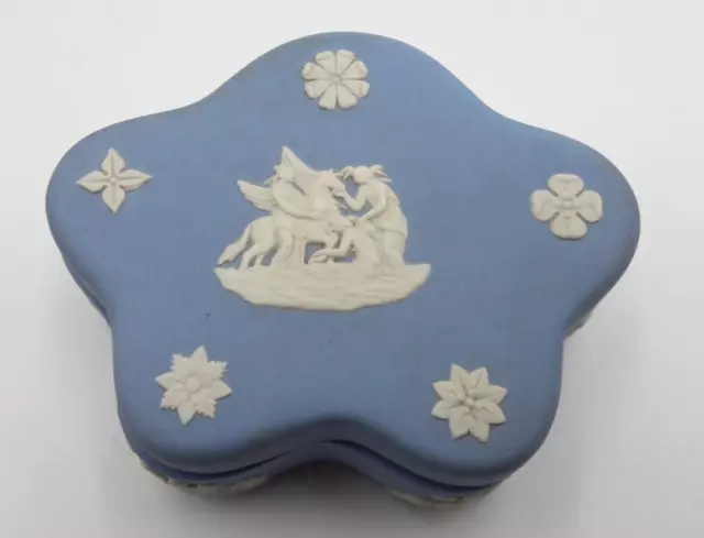 Boite Bijou Bonbonniere Biscuit Wedgwood Jaspe Bleu Jasper Ware Decor Cherubins