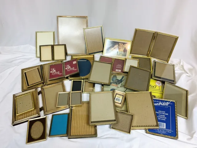 Vtg Mixed Lot 31 MCM Picture Frames Brass Gold Tone Easel Back Bifold 8x10 5x7 +