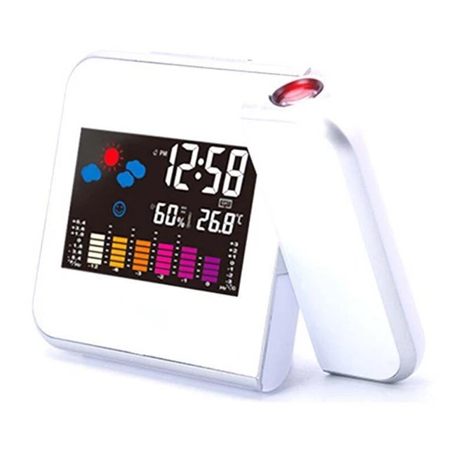 LCD Digital LED Projector Projection Weather Station Calendar Snooze Alarm Clock