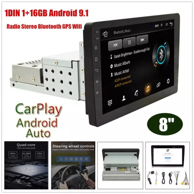 8" Car Radio Touchscreen MP5 Stereo w/Bluetooth GPS Navigation CarPlay Wifi USB