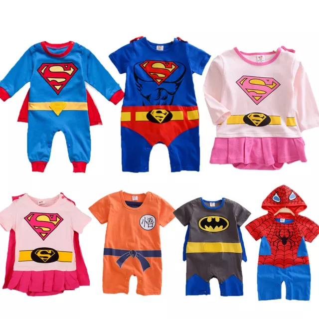 Kids Toddler Boys Girls Superhero Costume Jumpsuit Baby Romper Cosplay Halloween