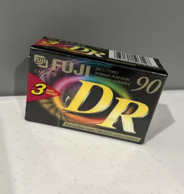Brand New Fuji DR 90 3 Pack Blank Cassette Tapes Type 1 Extraslim Case
