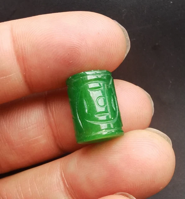 Circular column Dread green Jade stone,carving jade,Dreadlock,Hair bead link