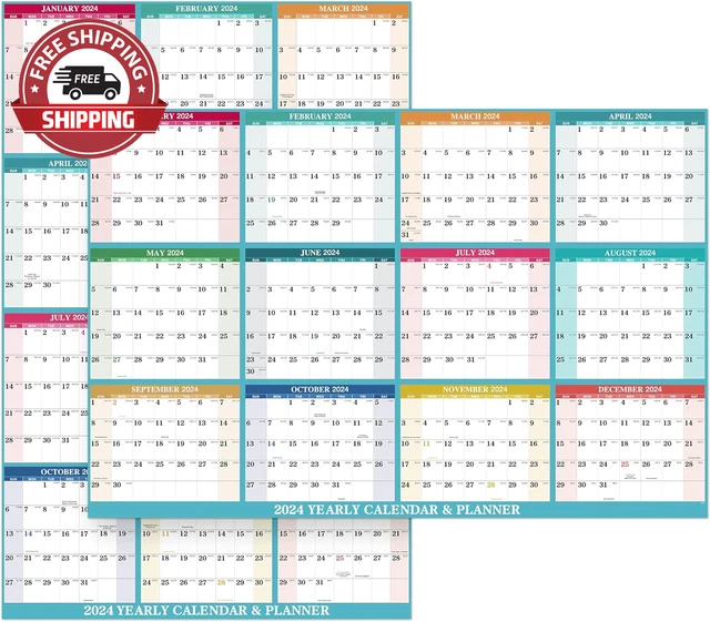 2024 YEARLY WALL Calendar Dry Erase Calendar, Erasable Wall Calendar