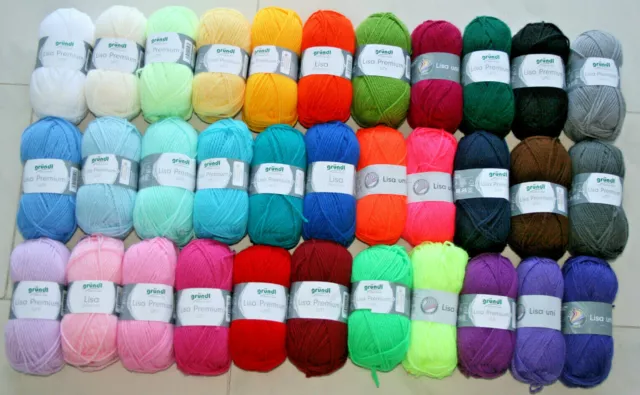 Lisa Premium Uni Strickgarn Wolle zum Häkeln Stricken 50 g / 133 m