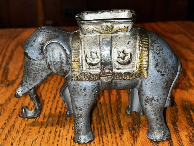 Old Original AC Williams Cast Iron Elephant Howdah Coin Still Bank Articulated