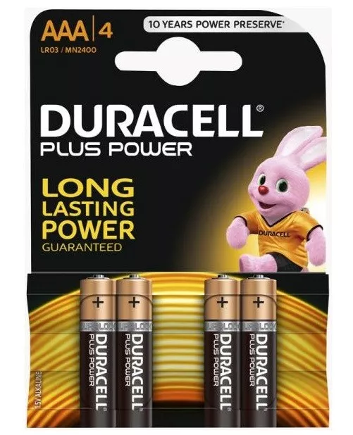 4 Batterie Pile Alcaline Aaa Ministilo 1,5 Volt Lr03 Mn2400 Duracell Plus Power