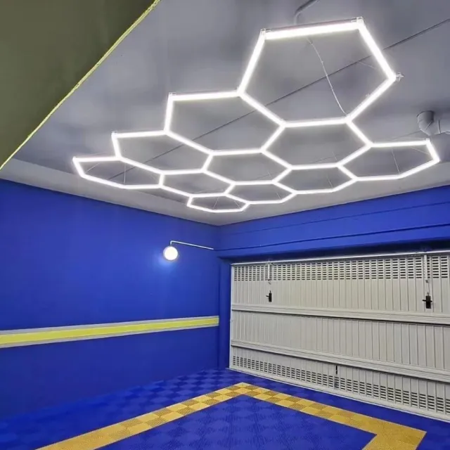 Hágalo usted mismo panal hexagonal iluminación tubos LED taller garaje pared techos luces
