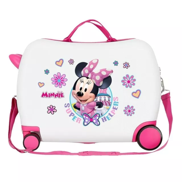 Minnie Fiori Valigia Cavalcabile ABS Rigida Trolley Bambini Bagaglio a mano 4R