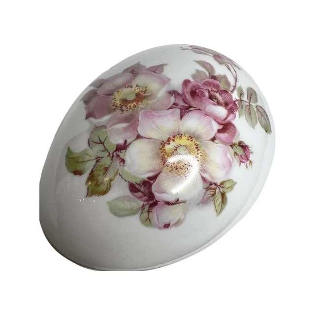 Vintage Gerold Porzellan Tettau Bavaria Floral Egg Trinket Holder West Germany
