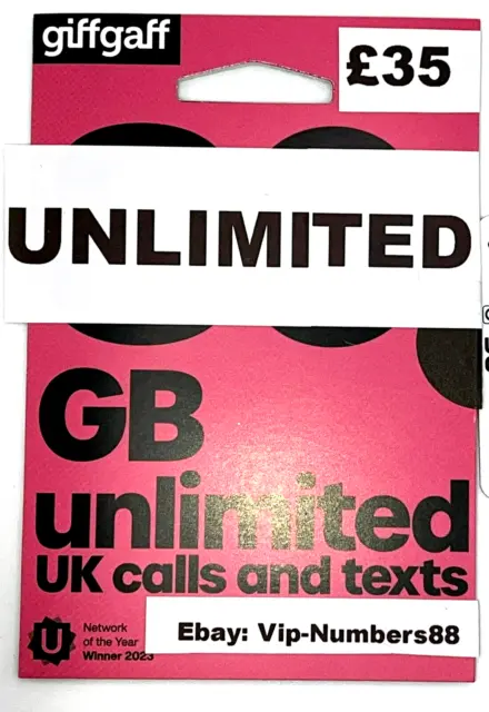 UNLIMITED DATA GiffGaff UK Sim Card with £5 FREE* Credit Pay As You Go 4-5G PAYG