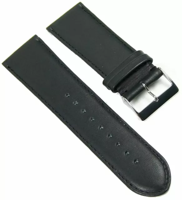 Plage Bracelet de Montre Bracelet en Cuir de Veau 26mm Noir 404826S