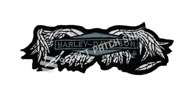 Harley Davidson Bar & Shield Grey Emblem Broken Wing Embroidered Patch 5"