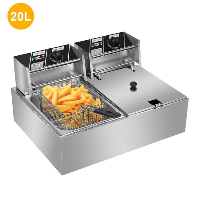10L/20L Commercial Electric Deep Fat Fryer Chip Single Double Tank Frying UK