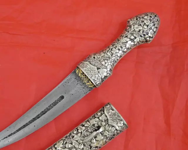 ANTIQUE ISLAMIC LEDIES  DAGGER TURKISH OTTOMAN SILVER GOLD oak leaf acorns sword