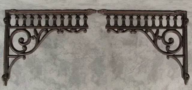 2 VICTORIAN EASTLAKE CAST IRON 8 ¾” x 10 ½” WALL CORNER SHELF BRACKETS