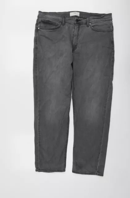 Marks and Spencer Mens Grey Cotton Straight Jeans Size 34 in L29 in Regular Butt