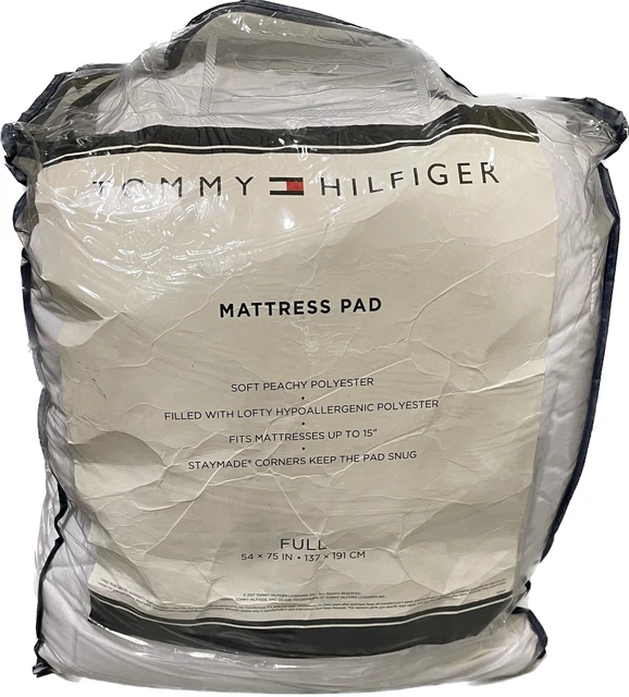 Tommy Hilfiger Home Quilted Windowpane 54" x 75" Mattress Pad - FULL - White