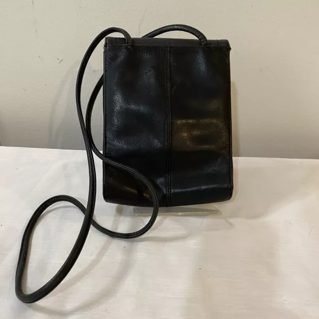 Petit sac bandoulière noir en cuir fossile caillou sac à main 2
