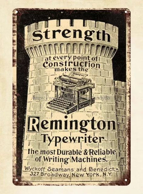 1899 Ad Wyckoff Seamans & Benedict Typewriter Castle metal tin sign metal movie