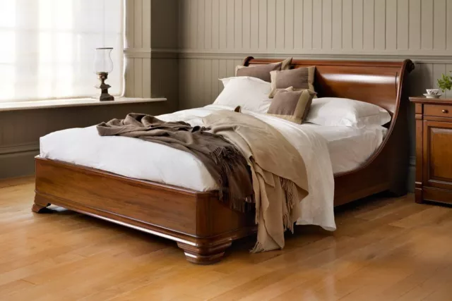 And So To Bed London Manoir Socle Wooden Sleigh Bed 6Ft Superking Size