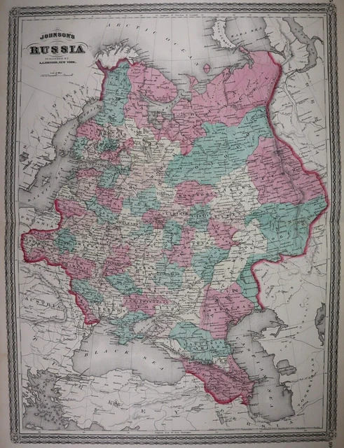 Authentic 1872 Johnson's Atlas Map ~ RUSSIA ~ FreeS&H    Inv#71