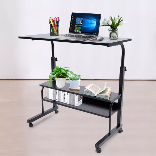 Rolling Sofa Side Table Coffee/Snack Laptop Stand Bed Mobile End Desk W/ Wheels
