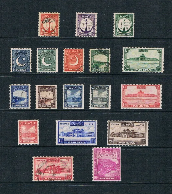 Pakistan - 1948-57 Pictorials - Complete to 10R - SC/SG 24-41 - MINT & USED A3