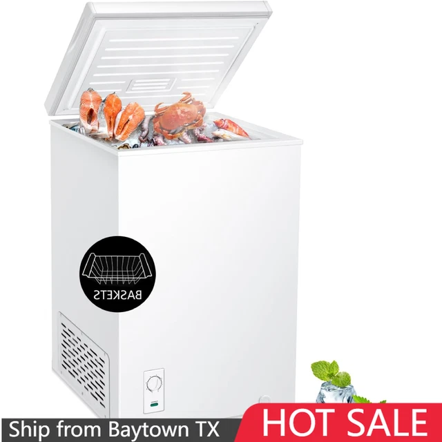 CHEST FREEZER 3.5 Cu.Ft, Upright Freezer, Adjustable Temperature, White
