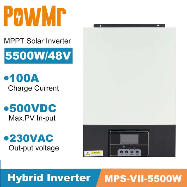 POWMR 5500W SOLAR Hybrid Inverter Pure Sine Wave 48V 220VAC 100A MPPT ...