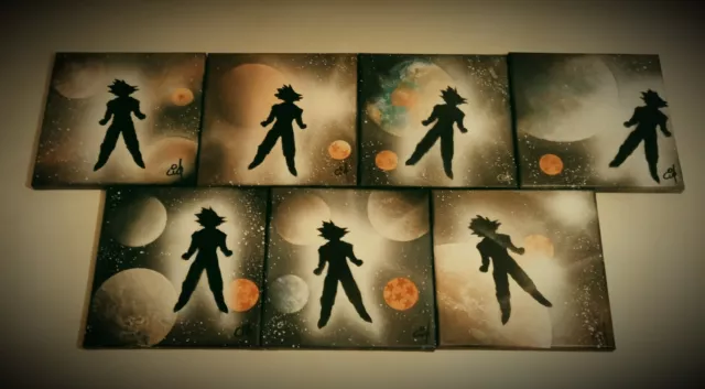 Spray Art - 7 Toiles 20x20 : Série complète Son Gokû Dragon Ball