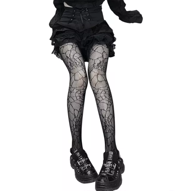 Gothic Women Black Mesh Fishnet Pantyhose Patterned Tights Stockings