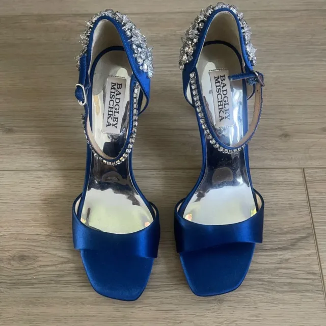 Badgley Mischka Blue Temple Satin Stiletto Heels Size 6.5 NEW Royal Blue 2