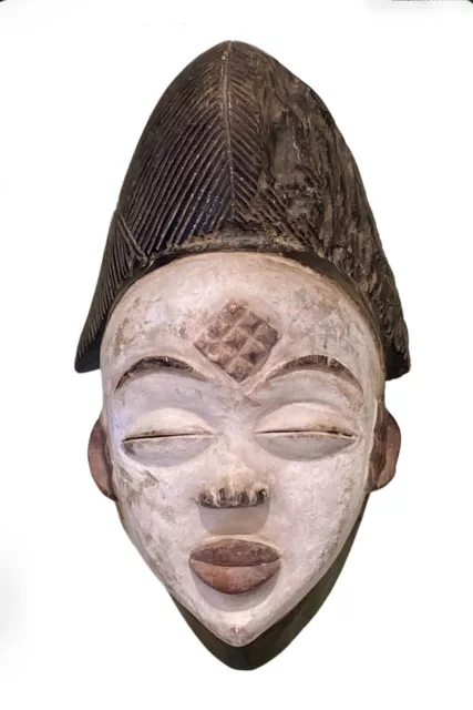 #5420 African Okuyi Helmet mask PUNU tribe Gabon 13.5" H