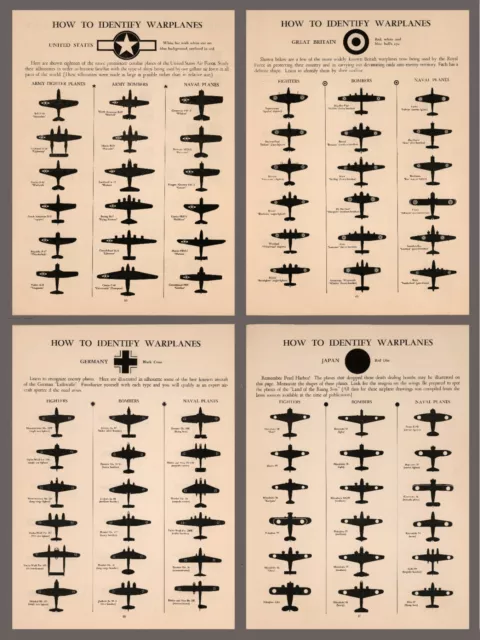 WW2 USAAF BRITISH RAF Germany Japan Aircraft Identification Chart ...