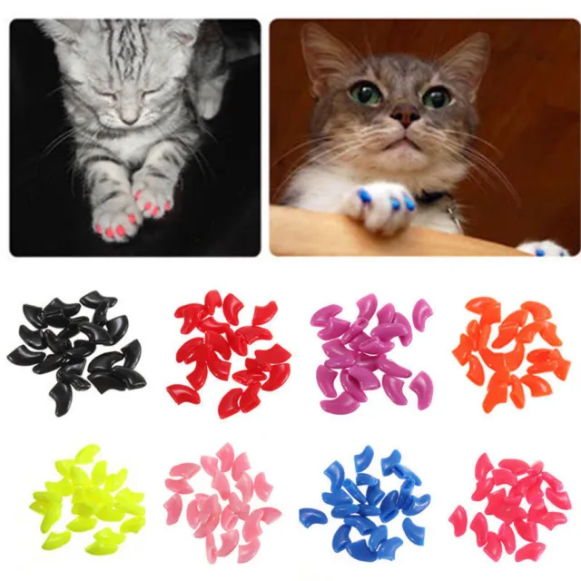 20 un. tapas de uñas de gato coloridas garras suaves para garras de gato XS-L F