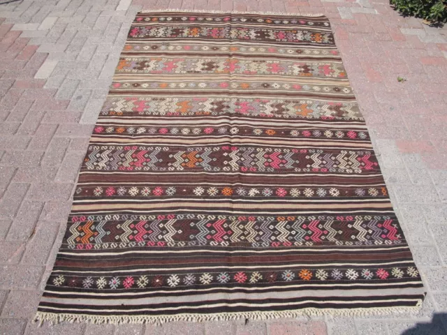 Kilim en colores pastel de granja tribal étnica, antigua alfombra de lana...