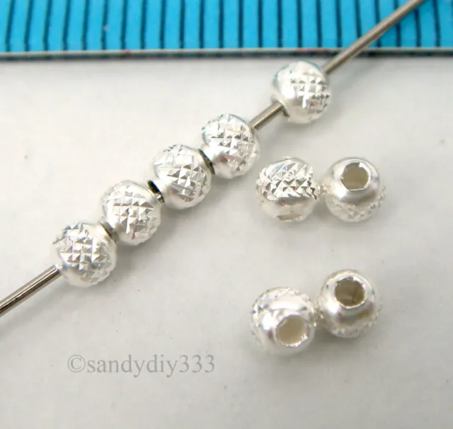 20x ITALIAN STERLING SILVER LASER CUT SPARKLE ROUND SPACER BEAD 3mm #2336