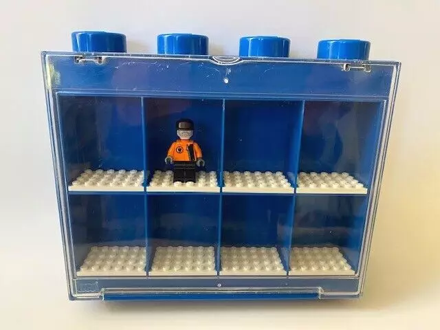 LEGO Minifig Hangable Display Storage Case, Blue w White Plates, Retired Version