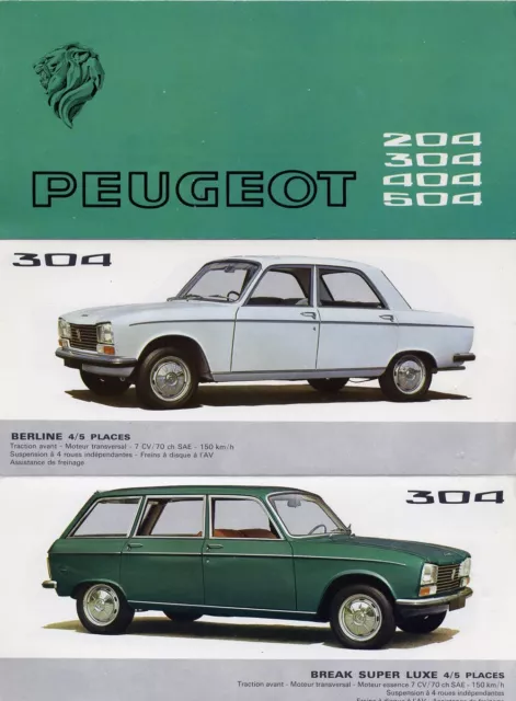 Catalogue prospekt brochure Peugeot gamme tourisme 1971 FR