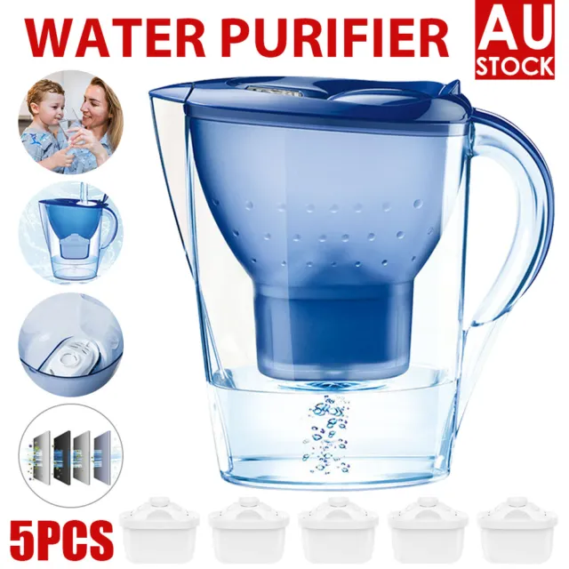 3.5L Water Filter Jug Purifier +4 Stage Filter Refill Replacement Cartridges  OZ