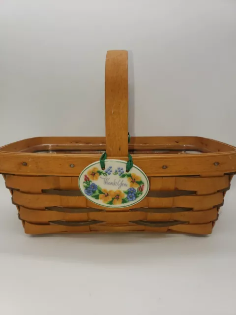 Longaberger 1997 Basket with Handle and  plastic protector
